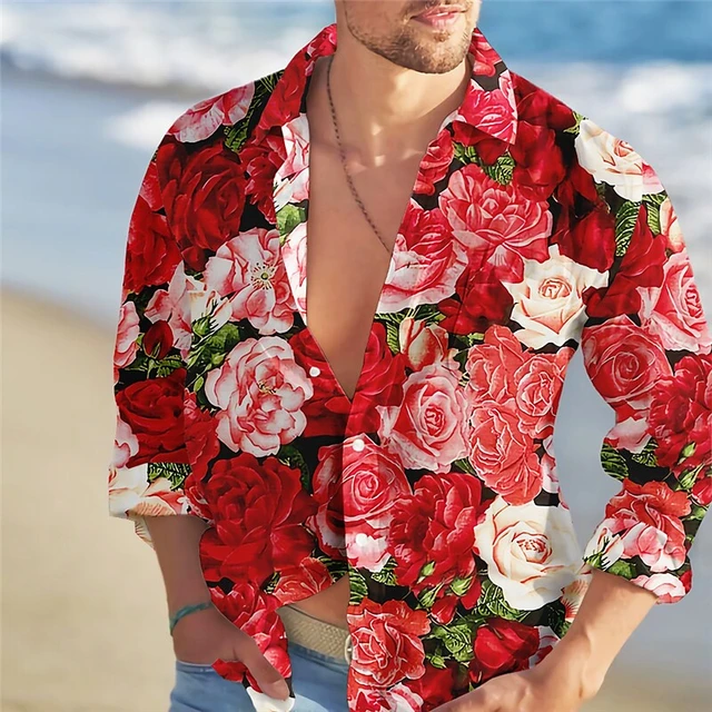 Flower Style Casual Men Shirt