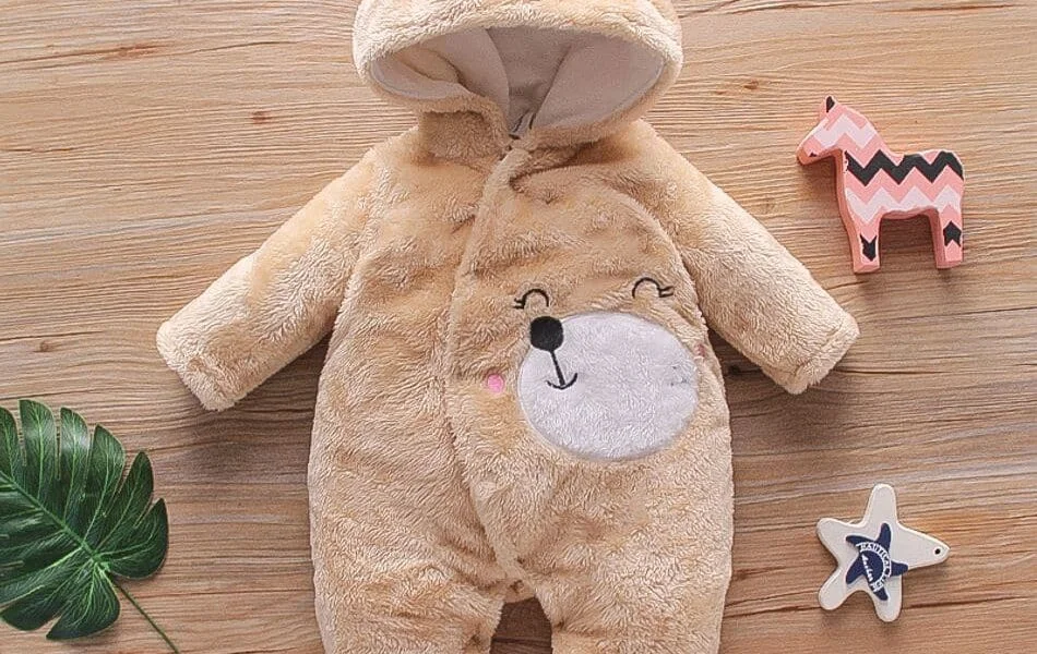 Cute and Cuddly: Bear Design Long Sleeve Baby Jumpsuit from The Spark Shop